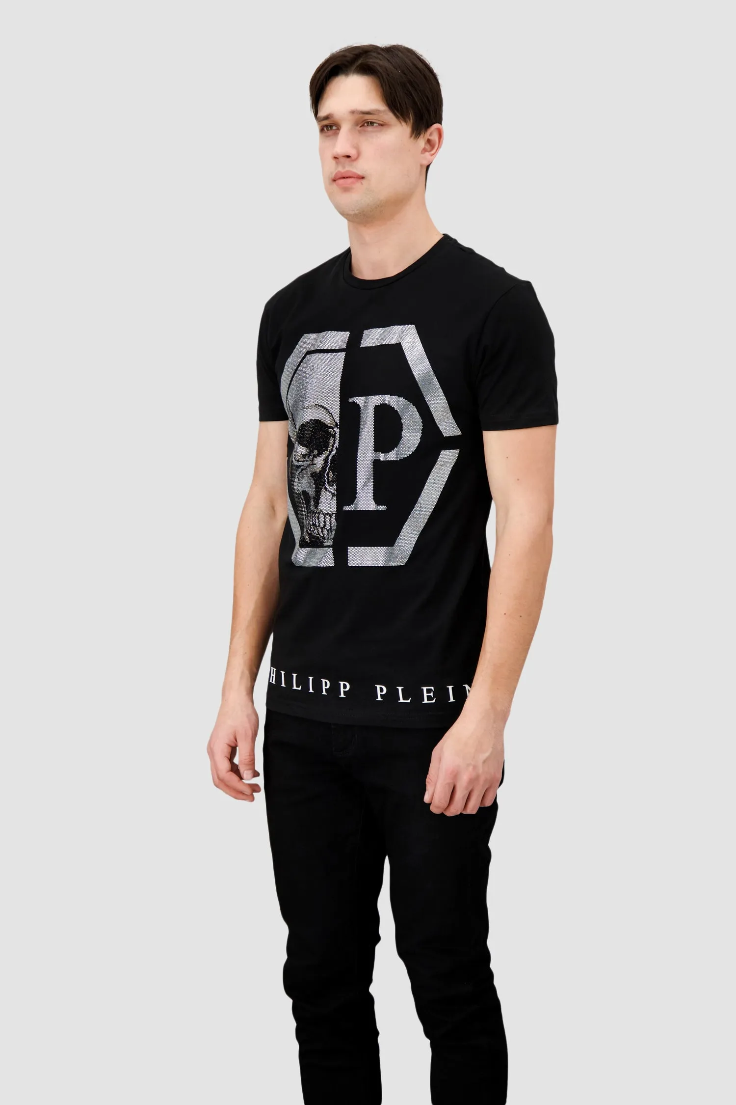 Philipp Plein Black Round Neck SS Hexagon T-Shirt