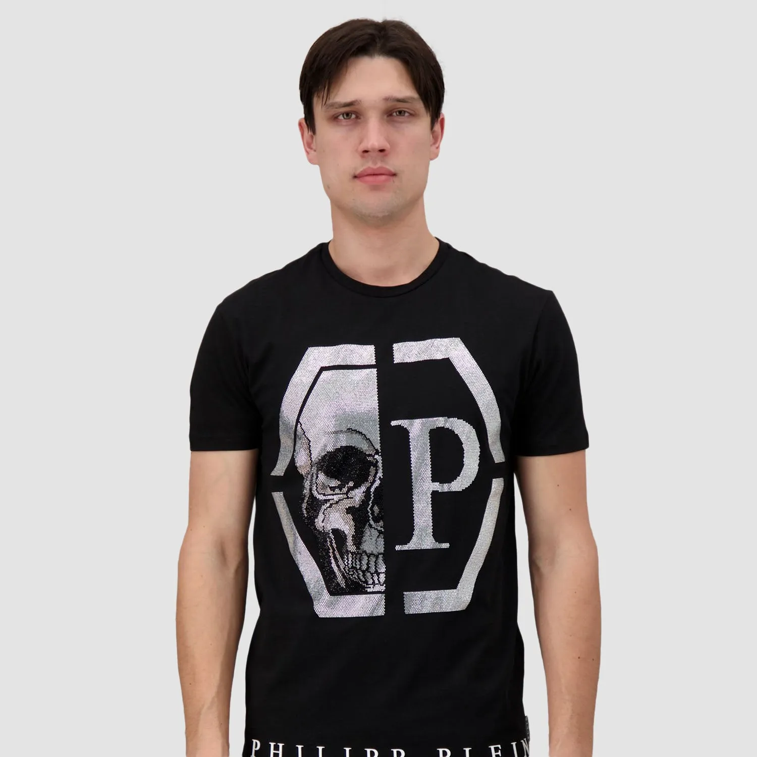 Philipp Plein Black Round Neck SS Hexagon T-Shirt