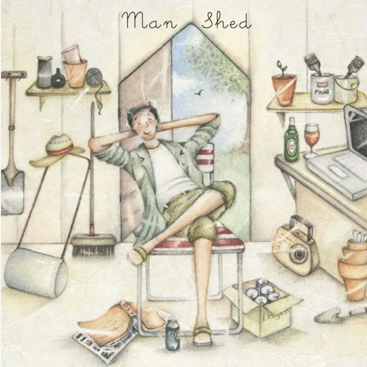 "Man Shed" Greeting Card from Berni Parker