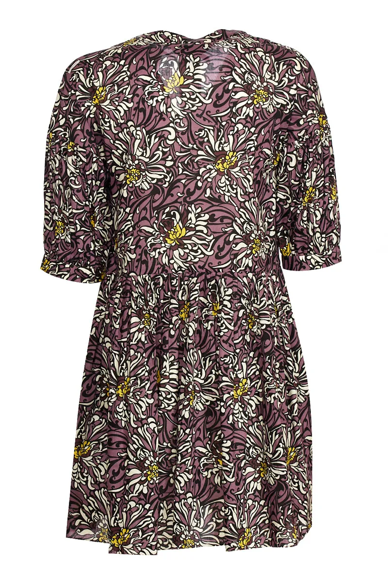 'S Max Mara Floral Printed V-Neck Mini Dress