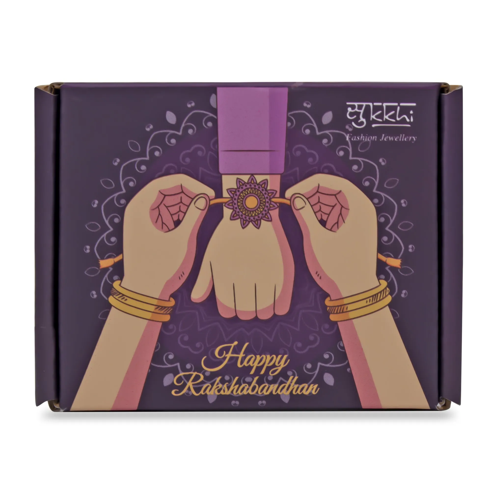 Sukkhi Attractive Gold Plated Rakhi with Roli Chawal and Raksha Bandhan Greeting Card for Men