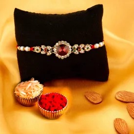 Sukkhi Attractive Gold Plated Rakhi with Roli Chawal and Raksha Bandhan Greeting Card for Men