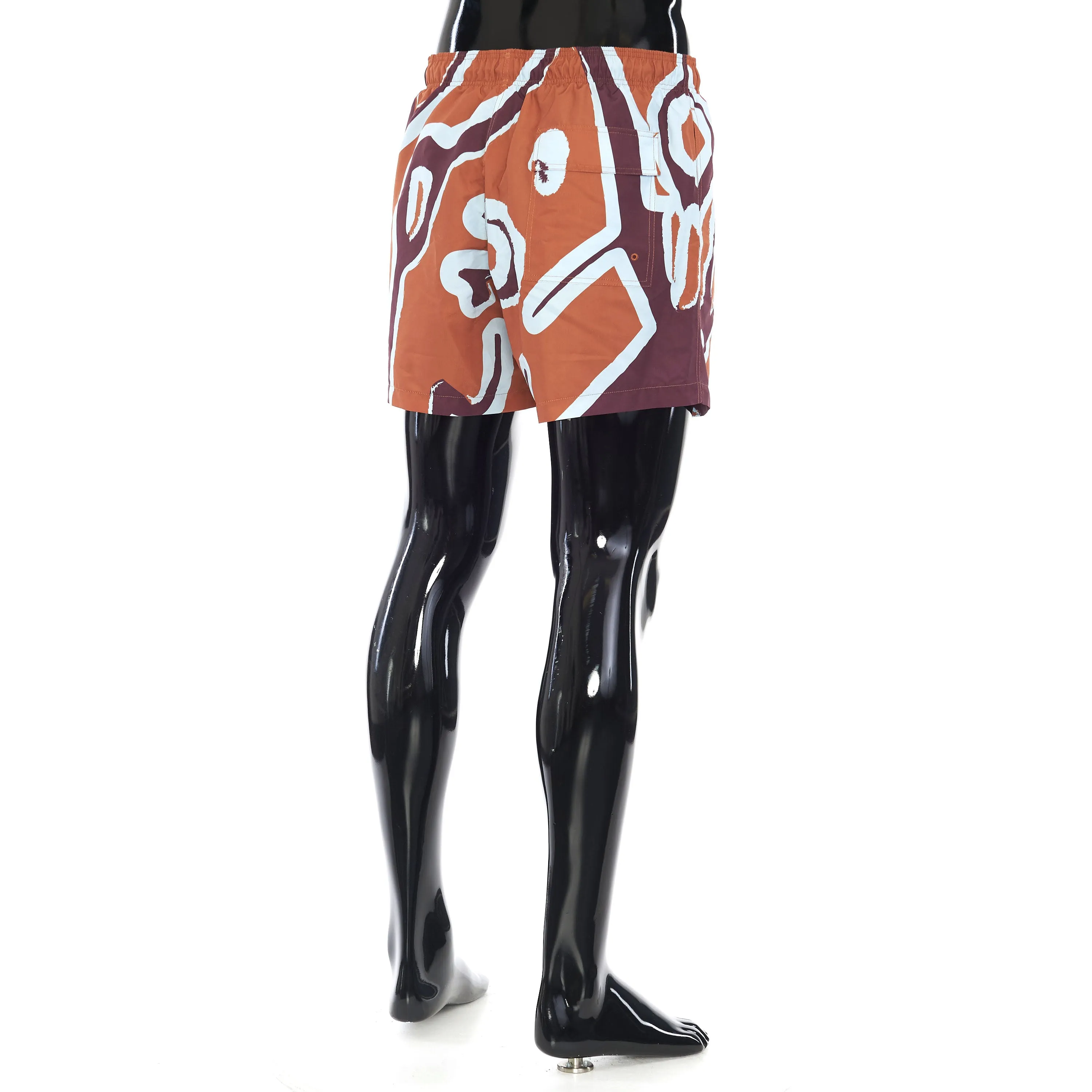 Swim Shorts Bottoms In Orange With Giant Scritto Print