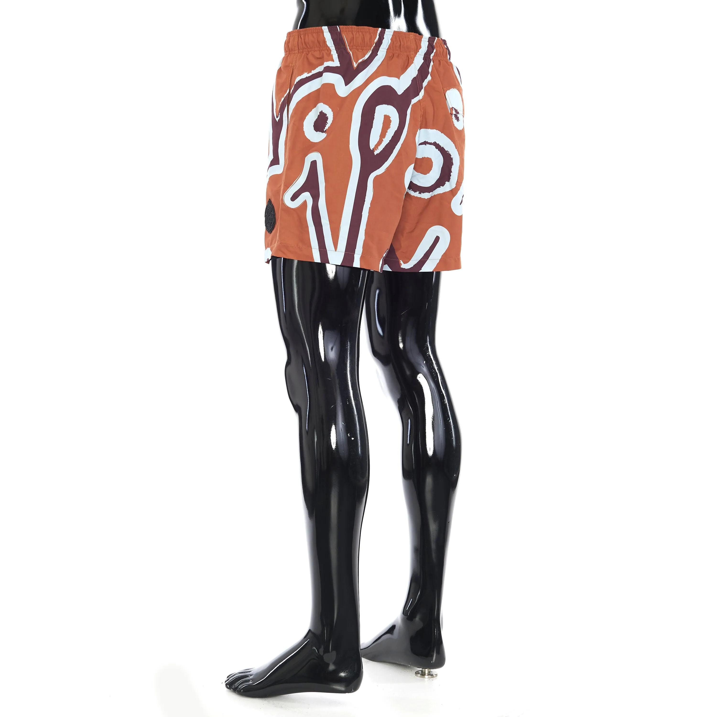 Swim Shorts Bottoms In Orange With Giant Scritto Print