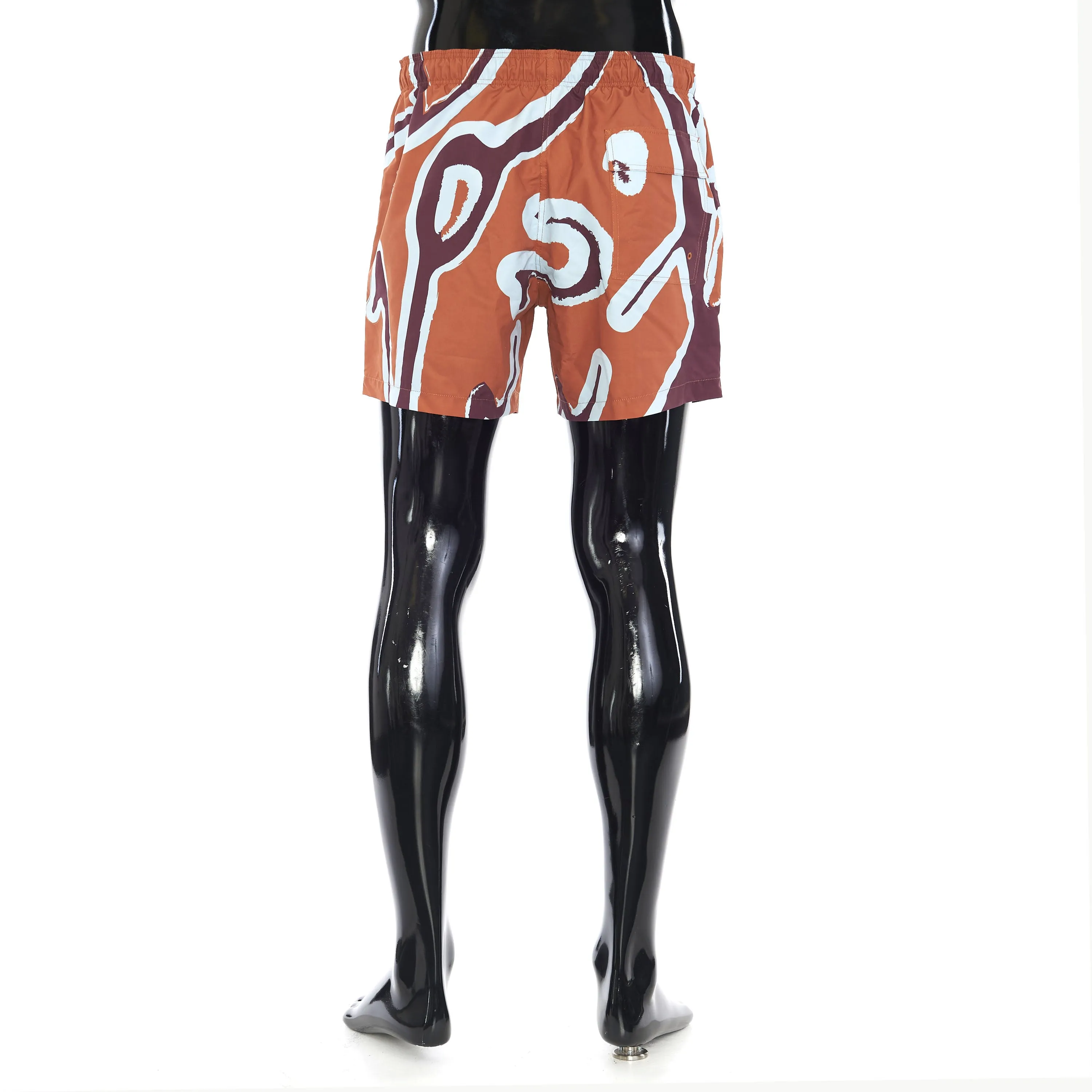 Swim Shorts Bottoms In Orange With Giant Scritto Print