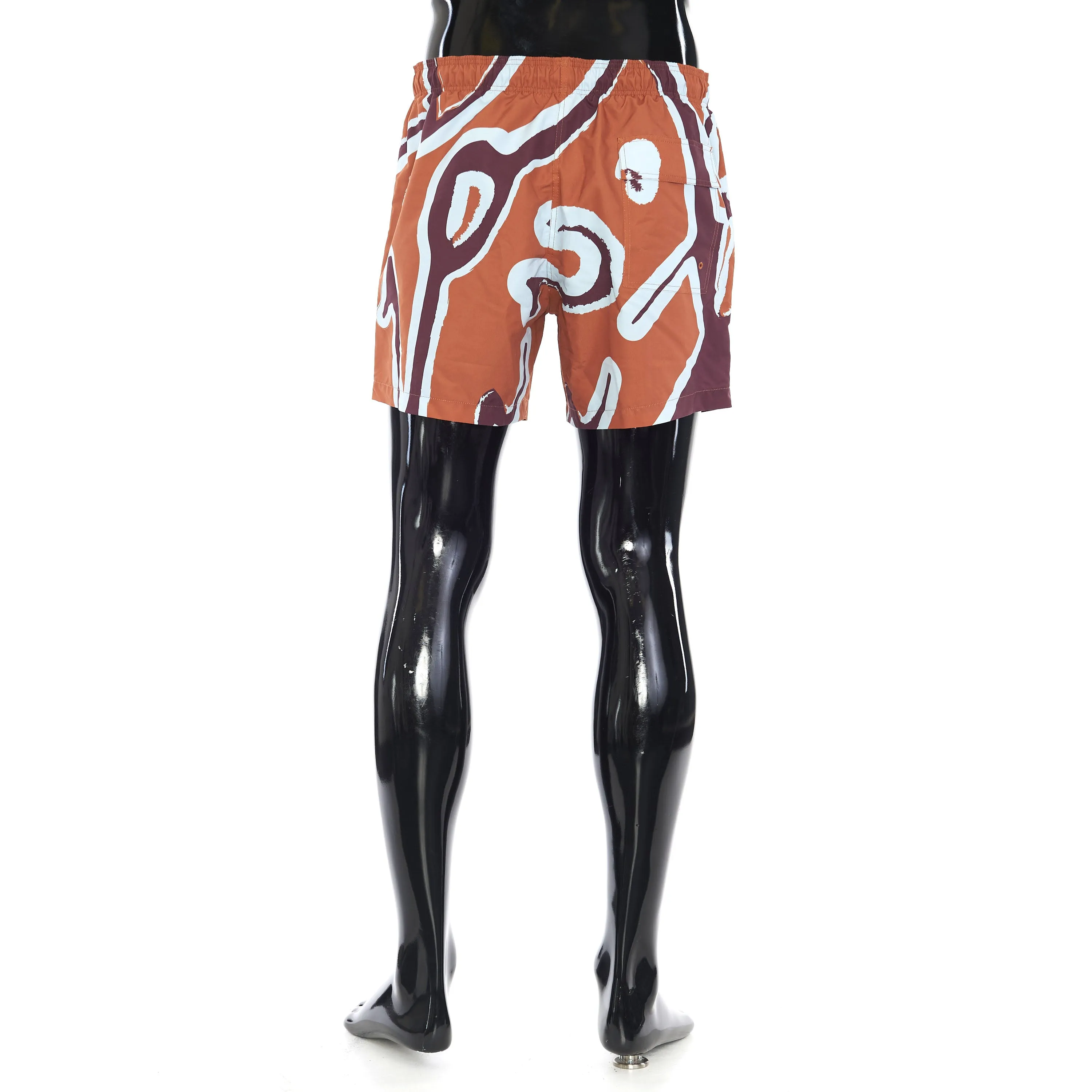 Swim Shorts Bottoms In Orange With Giant Scritto Print