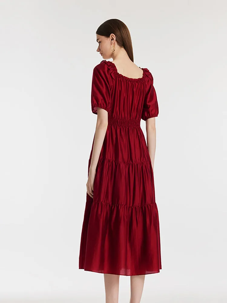 Tencel Ruffle Tiered Women Maxi Dress