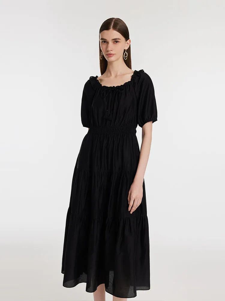 Tencel Ruffle Tiered Women Maxi Dress