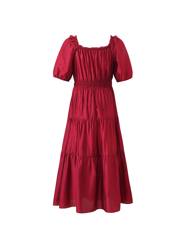 Tencel Ruffle Tiered Women Maxi Dress