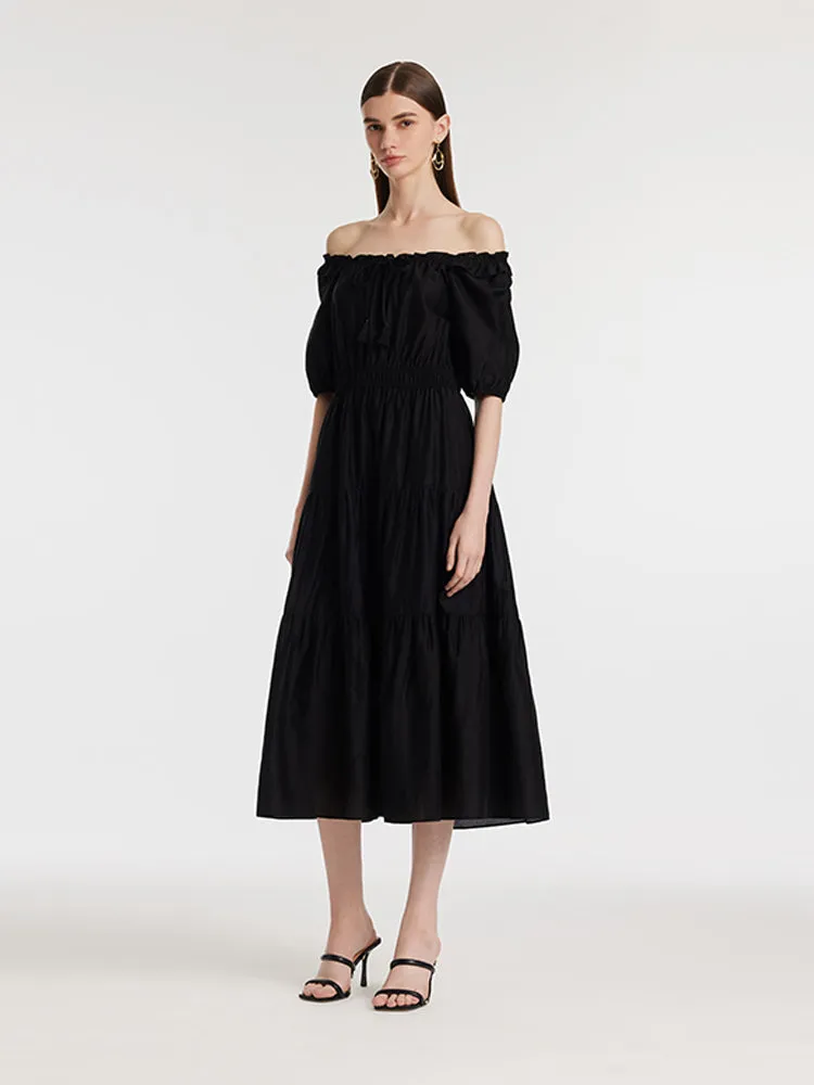 Tencel Ruffle Tiered Women Maxi Dress