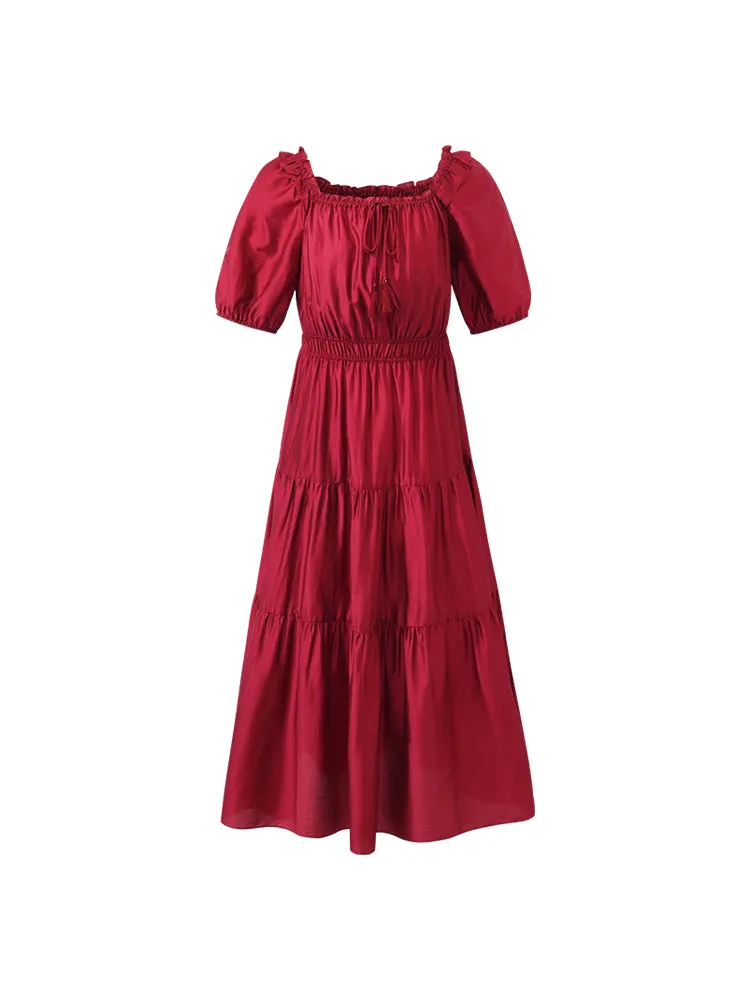 Tencel Ruffle Tiered Women Maxi Dress