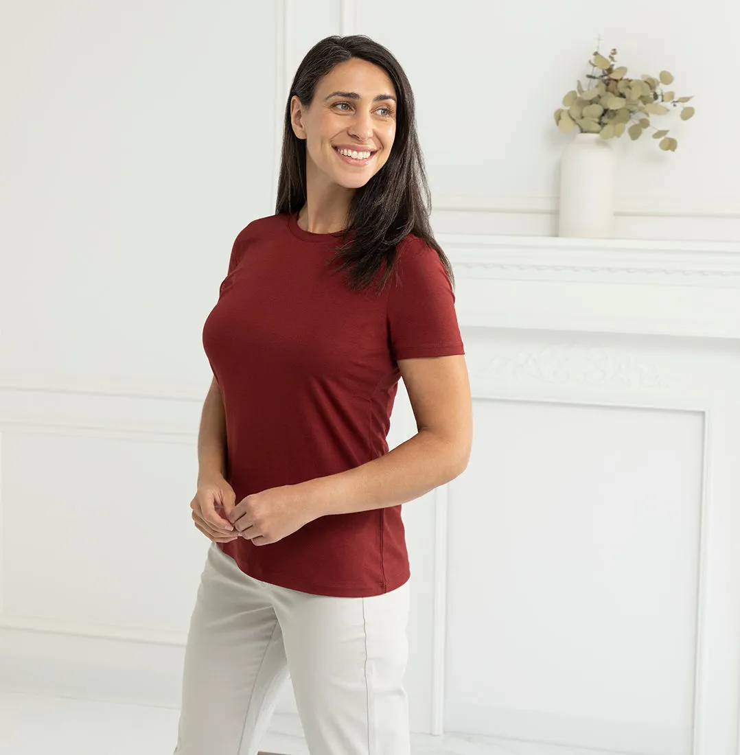 Threshold Crew Neck T-Shirt Petite Fit - Deep Maroon