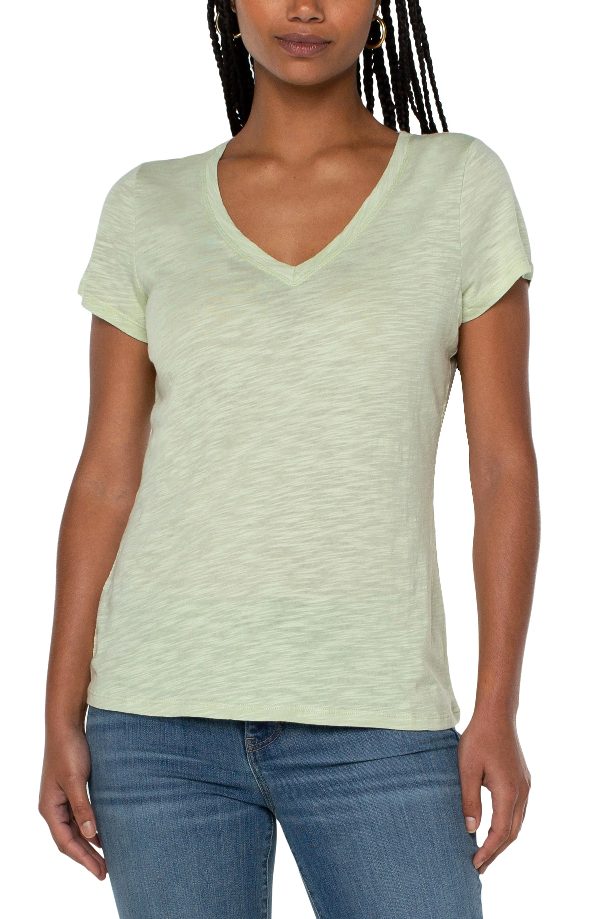 V-NECK SLUB KNIT TEE