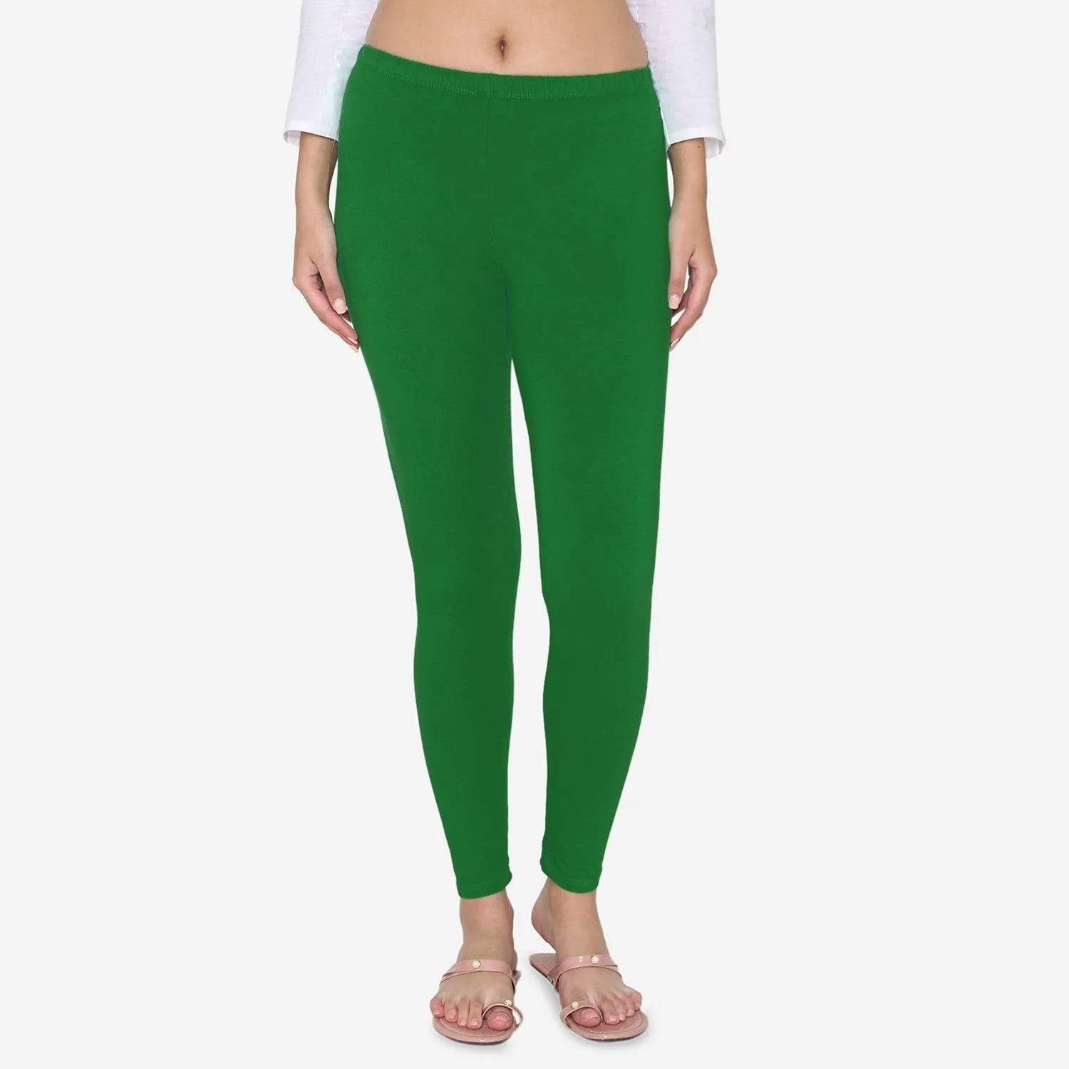 Women's Cotton Ankle leggings (Free Size) - Rich Green