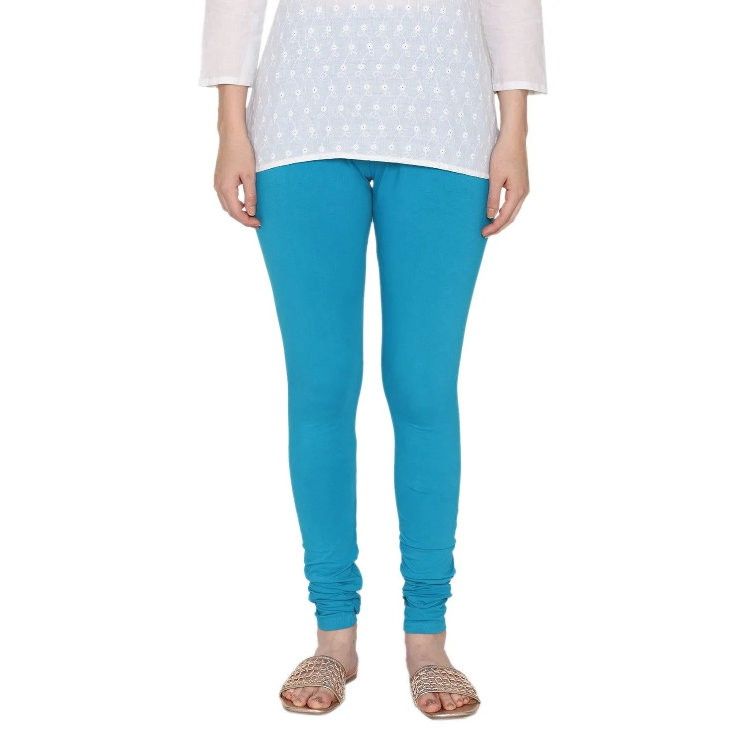 Women's Cotton Churidar leggings (Free Size) - Sapphire