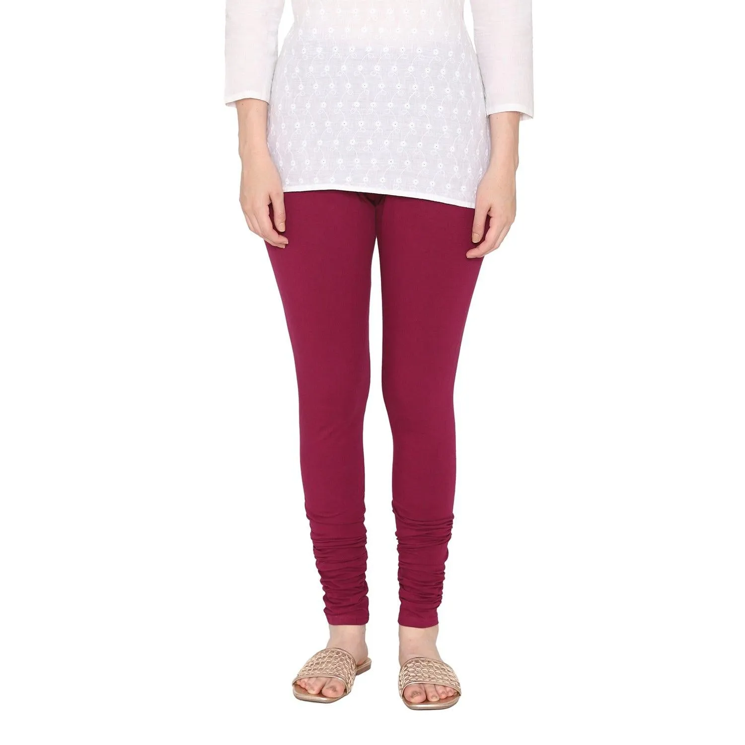 Women's Cotton Churidar leggings (Free Size) - Violet