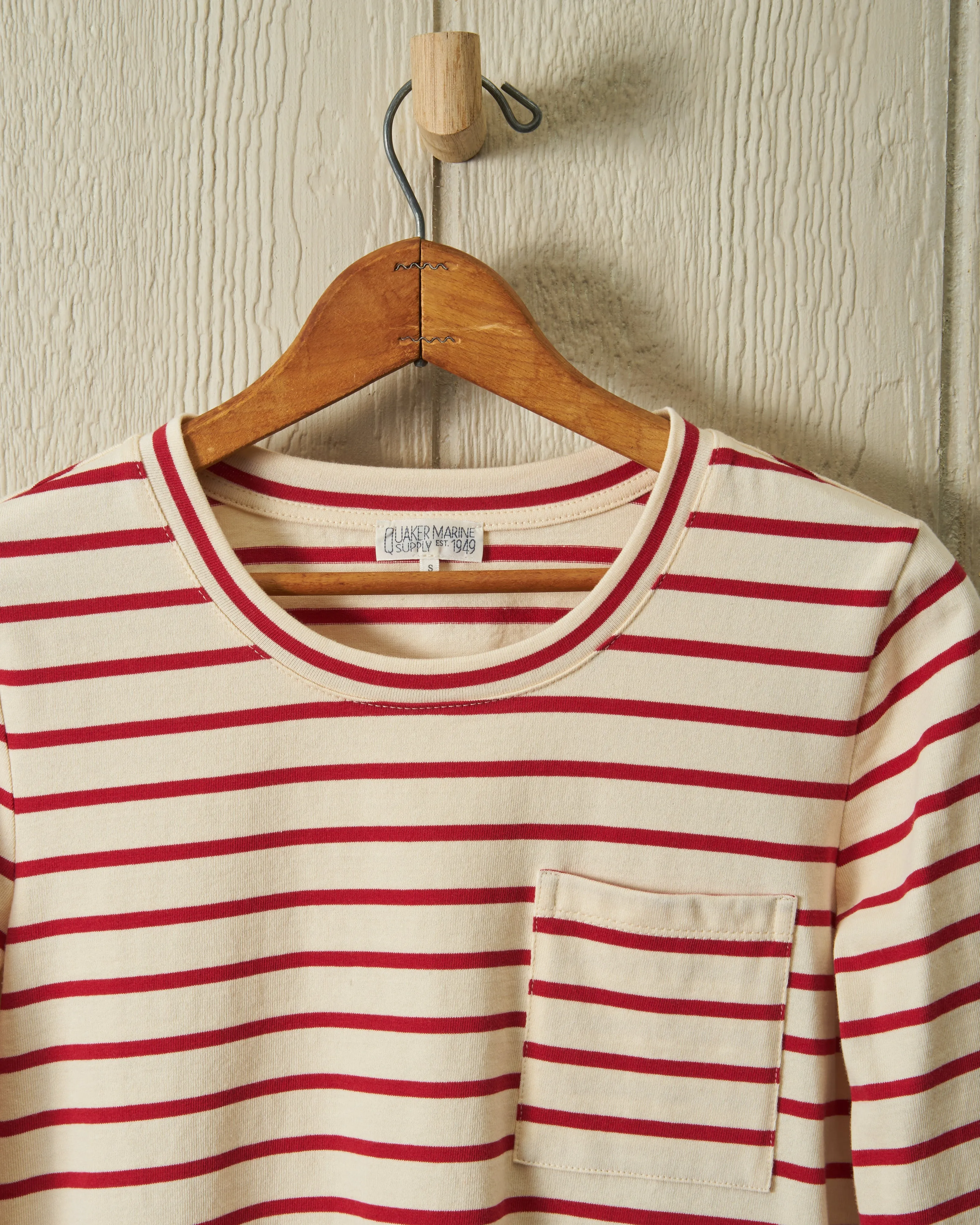 Women's Seafarer Tee in Cream/Crimson