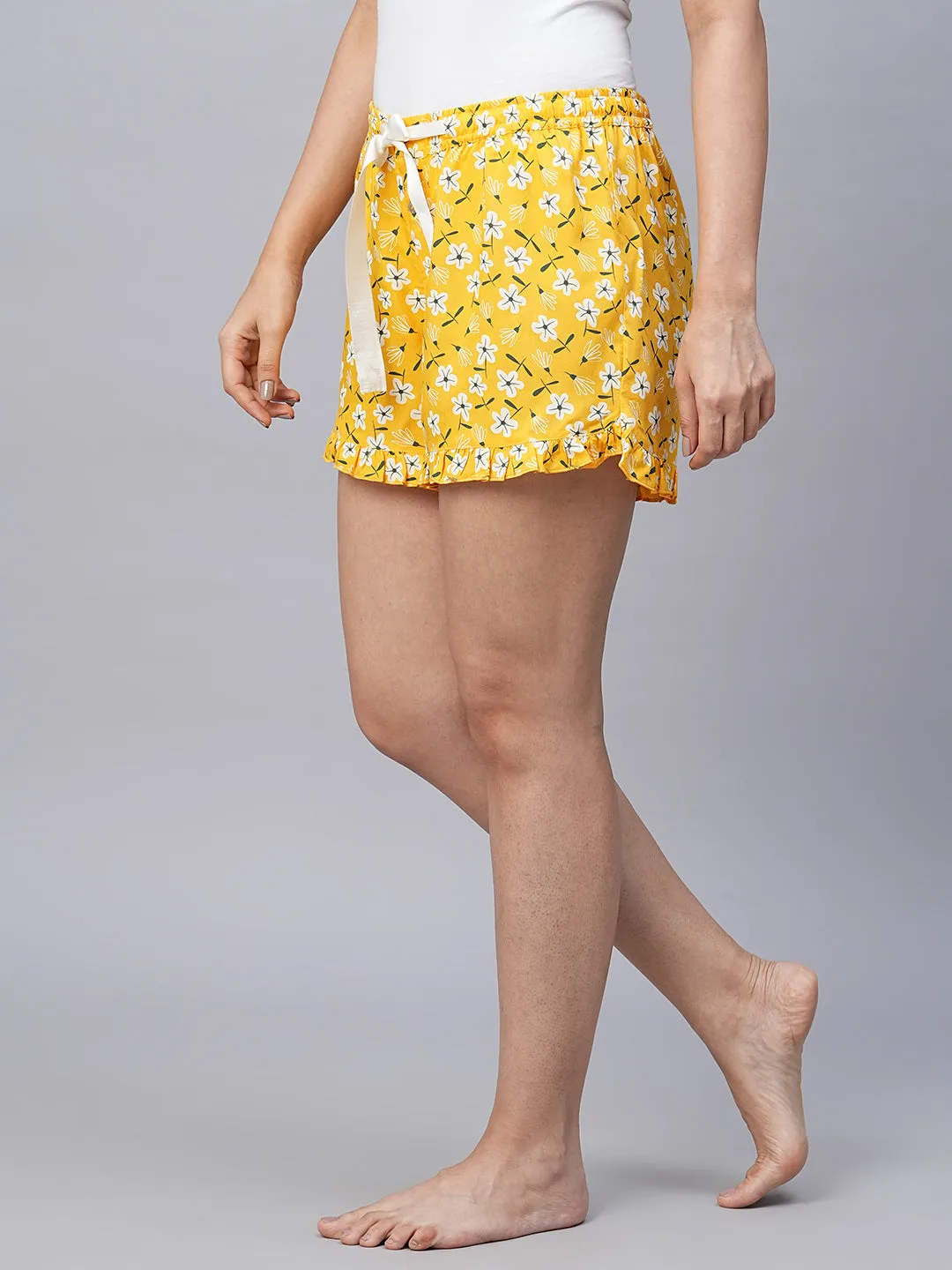 Women's Yellow Viscose Regular Fit Boxer