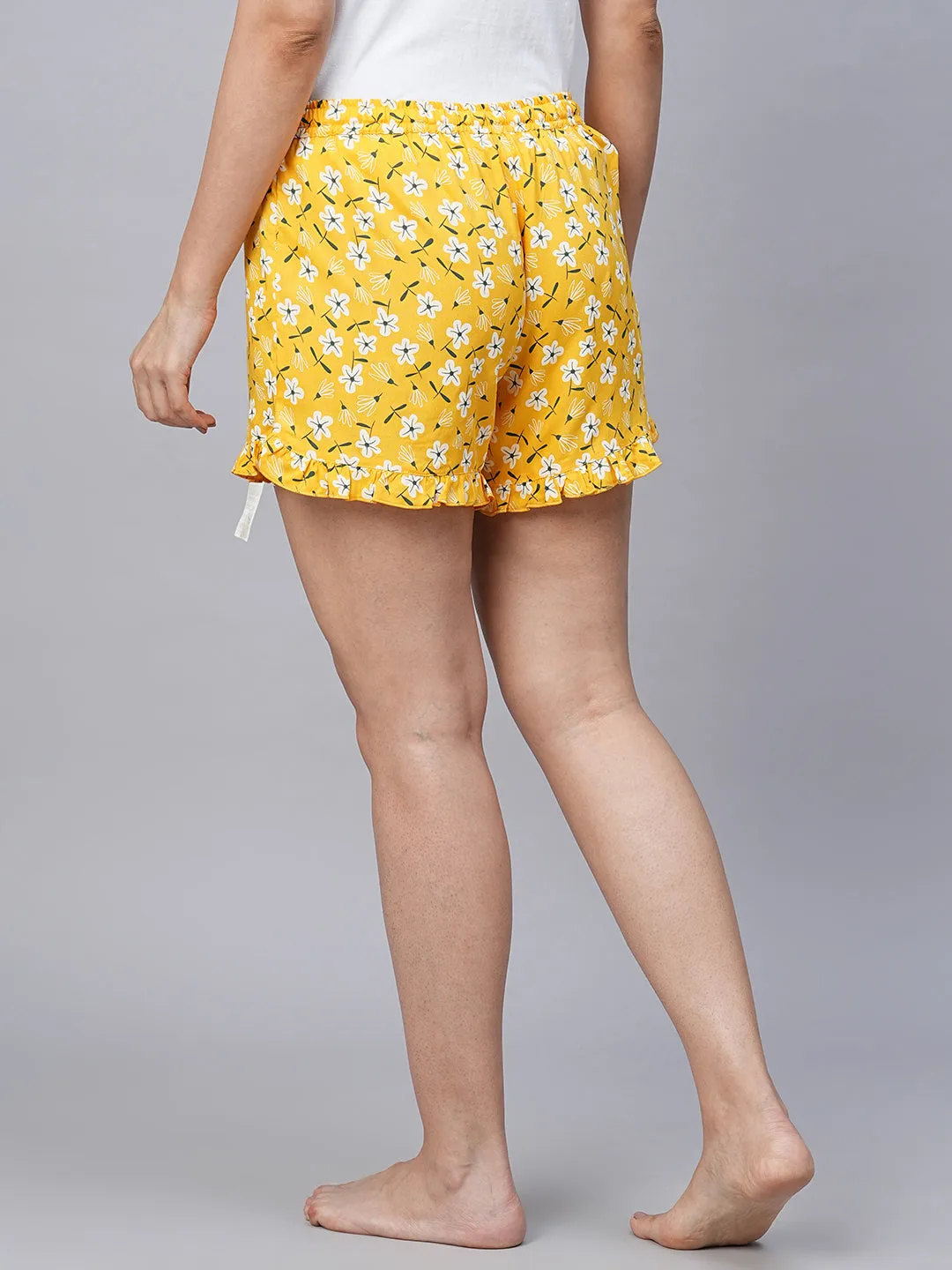 Women's Yellow Viscose Regular Fit Boxer